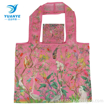 eco nylon foldable pink shopping bag with logo